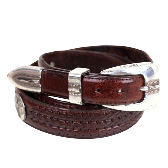 Onyx by BRIGHTON BROWN GENUINE LEATHER 1 1/8"Wd CASUAL DRESS BELT Sz 40 (G37 - Picture 2 of 15